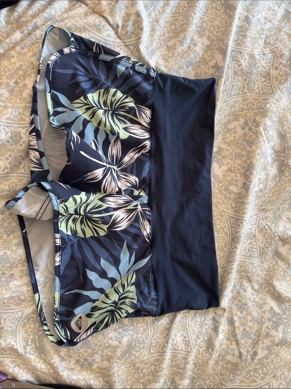 Roxy Women's Navy Floral Bandeau Tankini Top